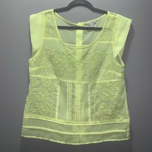 Sheer neon yellow crop top